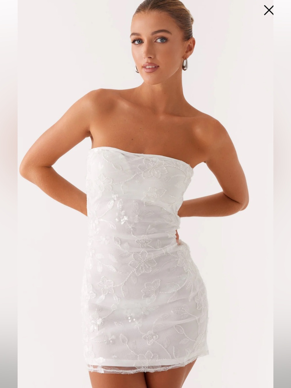NWT PEPPERMAYO SIZE 12 2XL Moorey Beaded Mini Dress Strapless Mini White